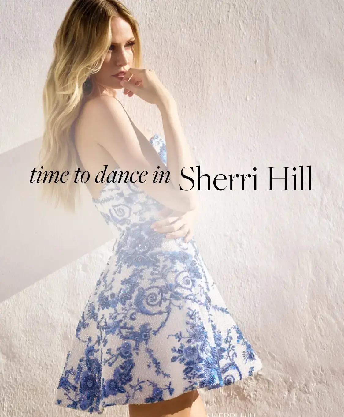 Model's wearing a Sherri Hill gown - Mobile Image